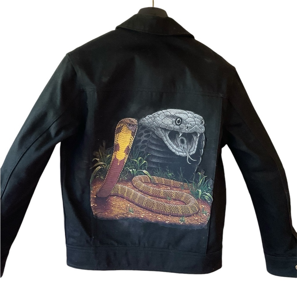 ZARA Black Denim Boxy Jacket Upcycled Cobra. Heavier denim.